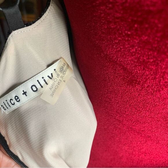 ALICE & OLIVIA KERA BLACK VELVET MINI DRESS - Picture 7 of 8